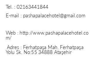 Pasha Palace Hotel iletiim bilgileri